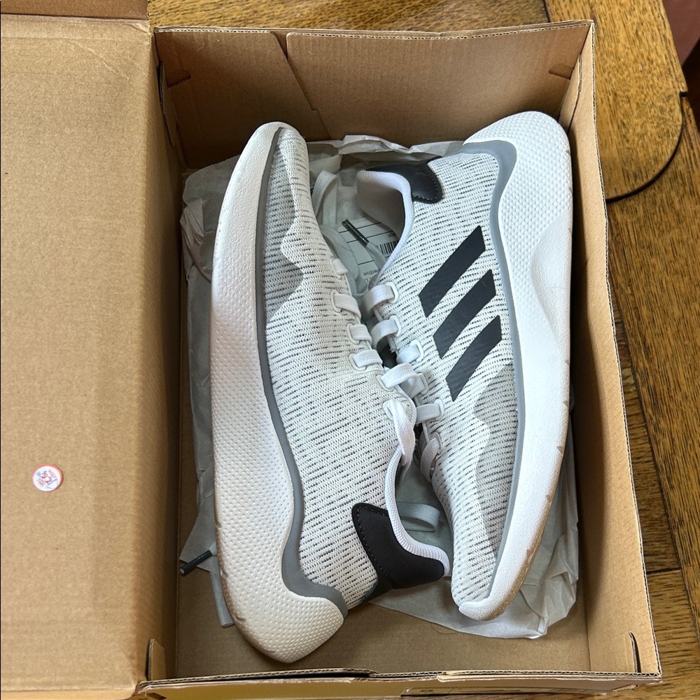 adidas Womens Pure Motion White and Black Athletic Running Sneakers